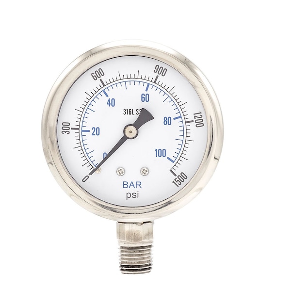 Pic Gauges 2 1/2 in Dial, 1/4 in NPT Male Lower Location, Stainless Steel Case Material PRO-301D-254N-01 - main